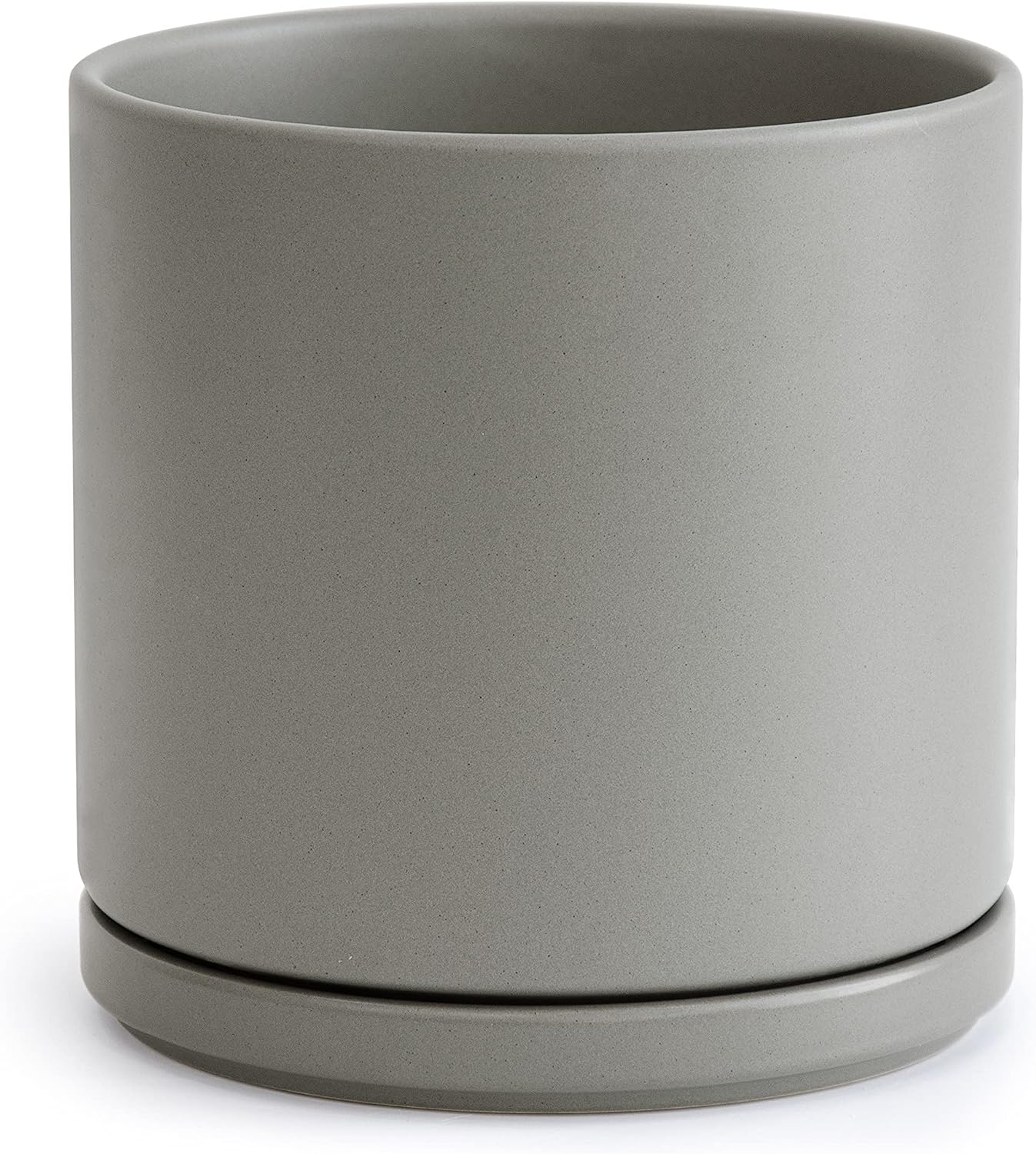 Modern Cylinder Ceramic Planter, 6.5 inch, Olive