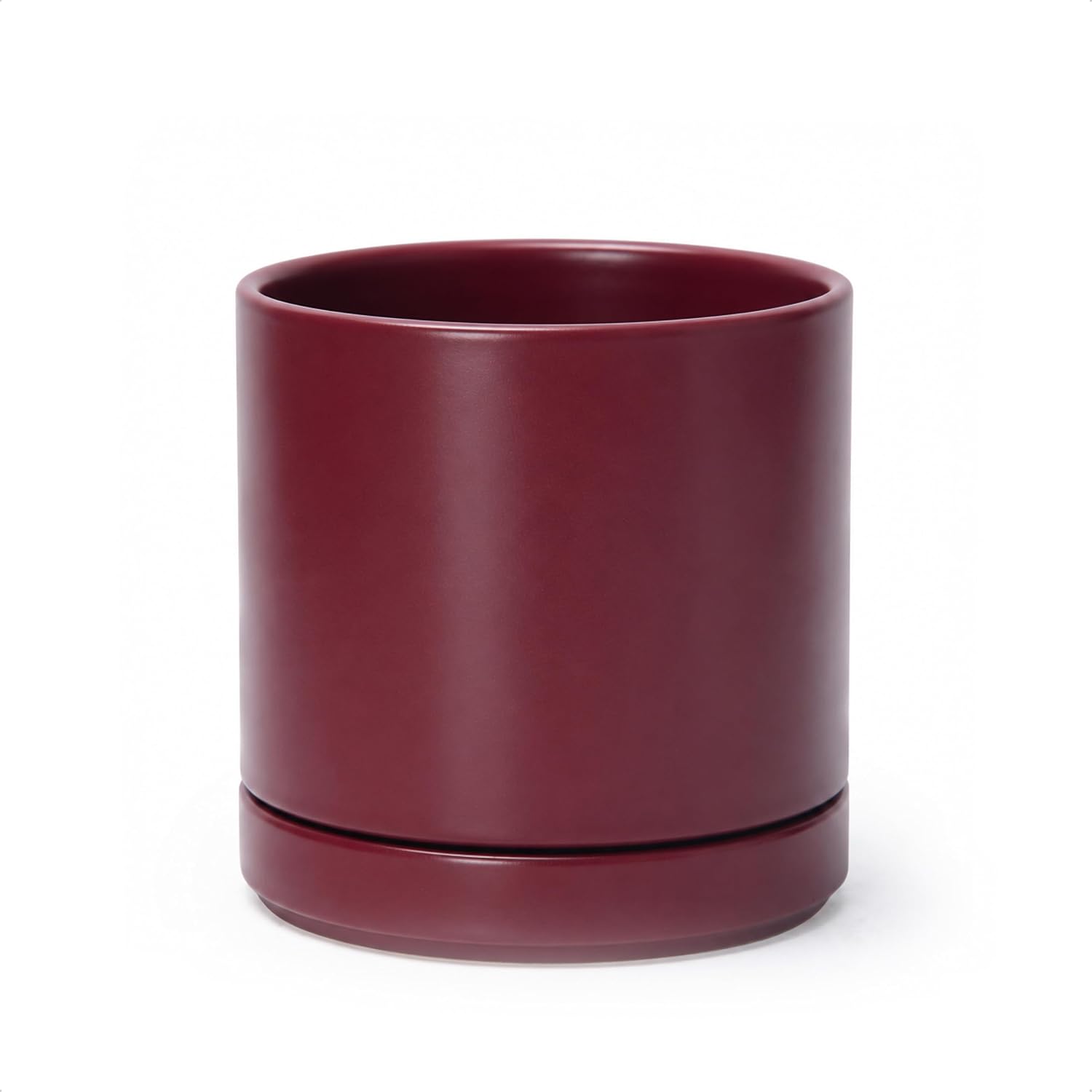 Modern Cylinder Ceramic Planter, 6.5 inch, Olive