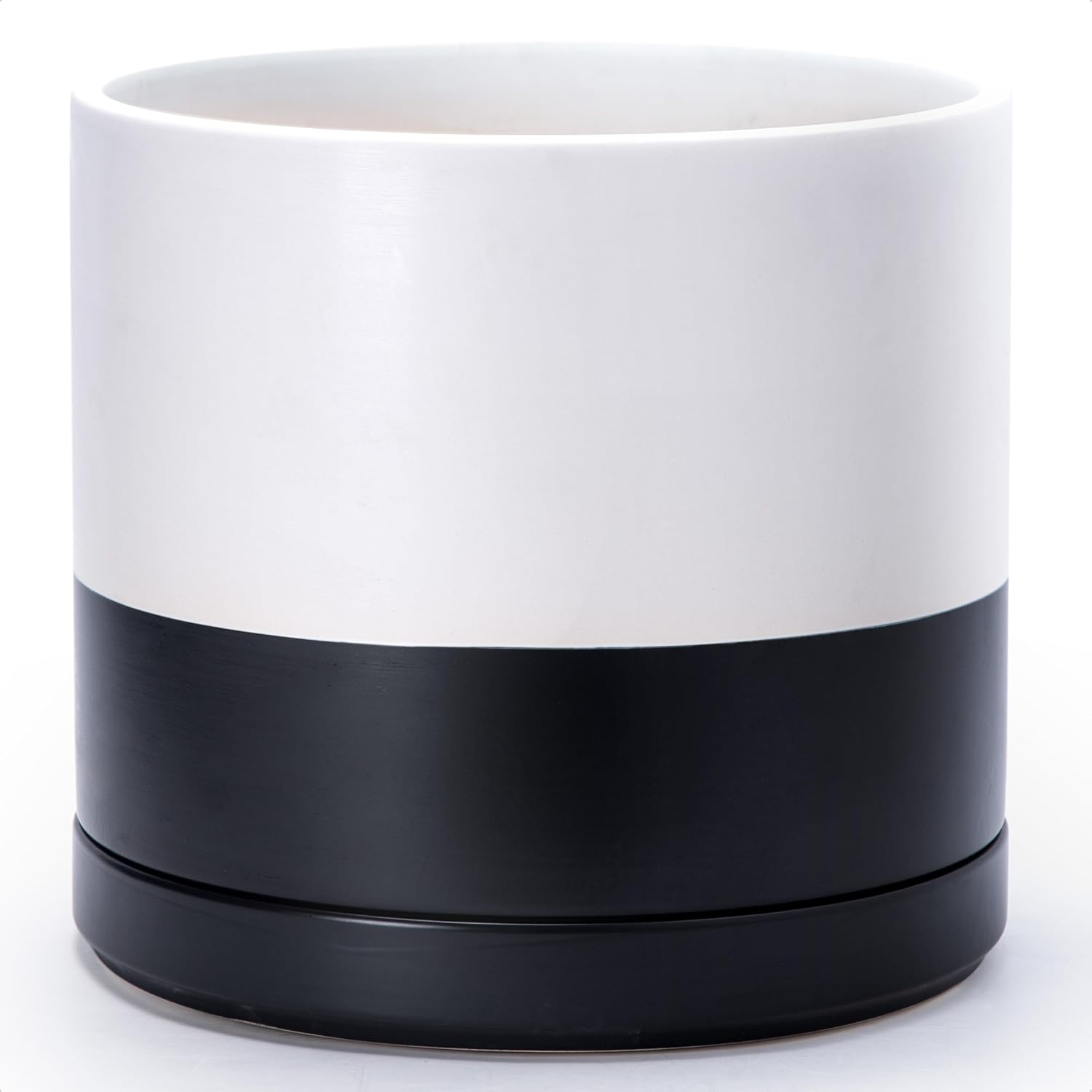 Modern Cylinder Ceramic Planter, 6.5 inch, Olive
