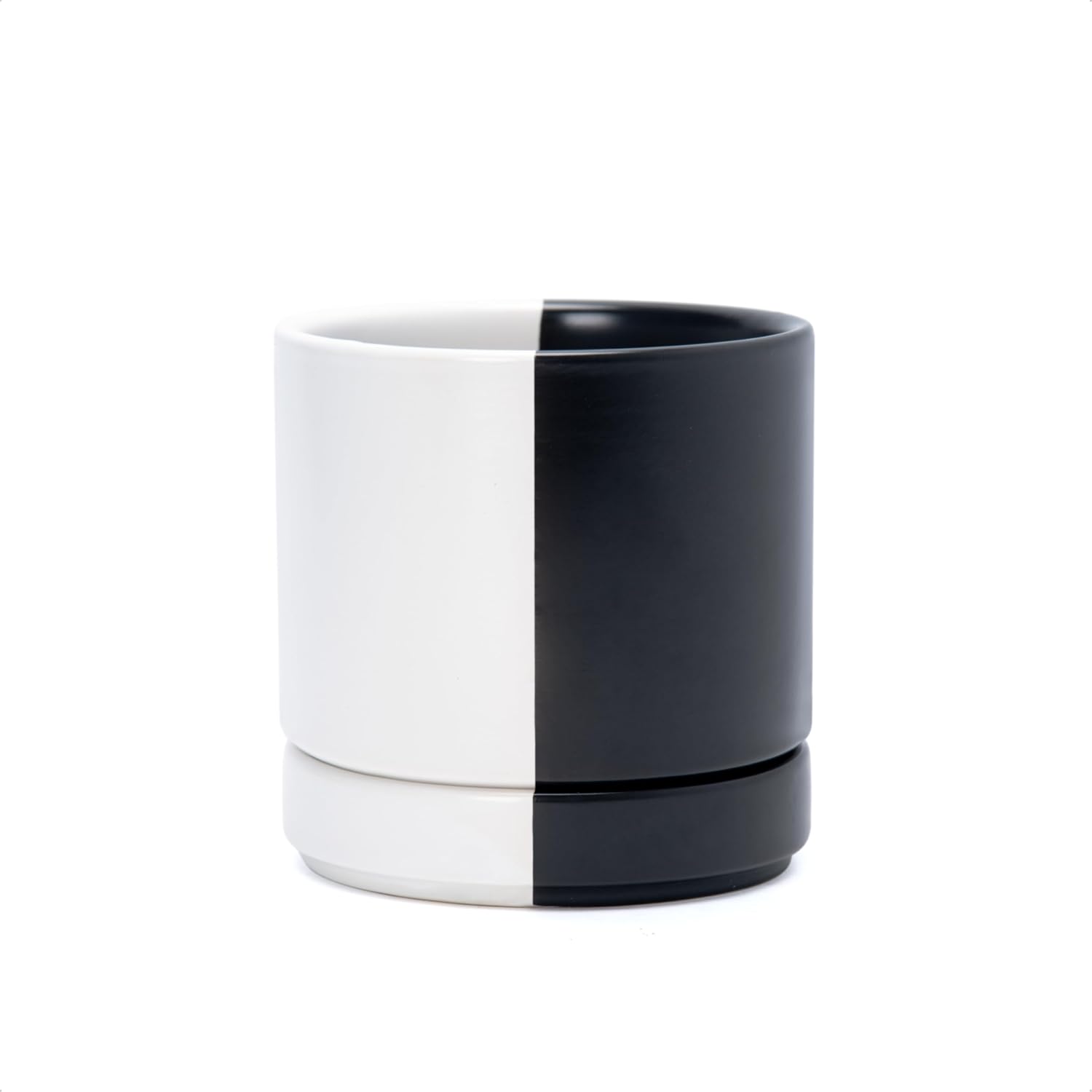 Modern Cylinder Ceramic Planter, 6.5 inch, Olive