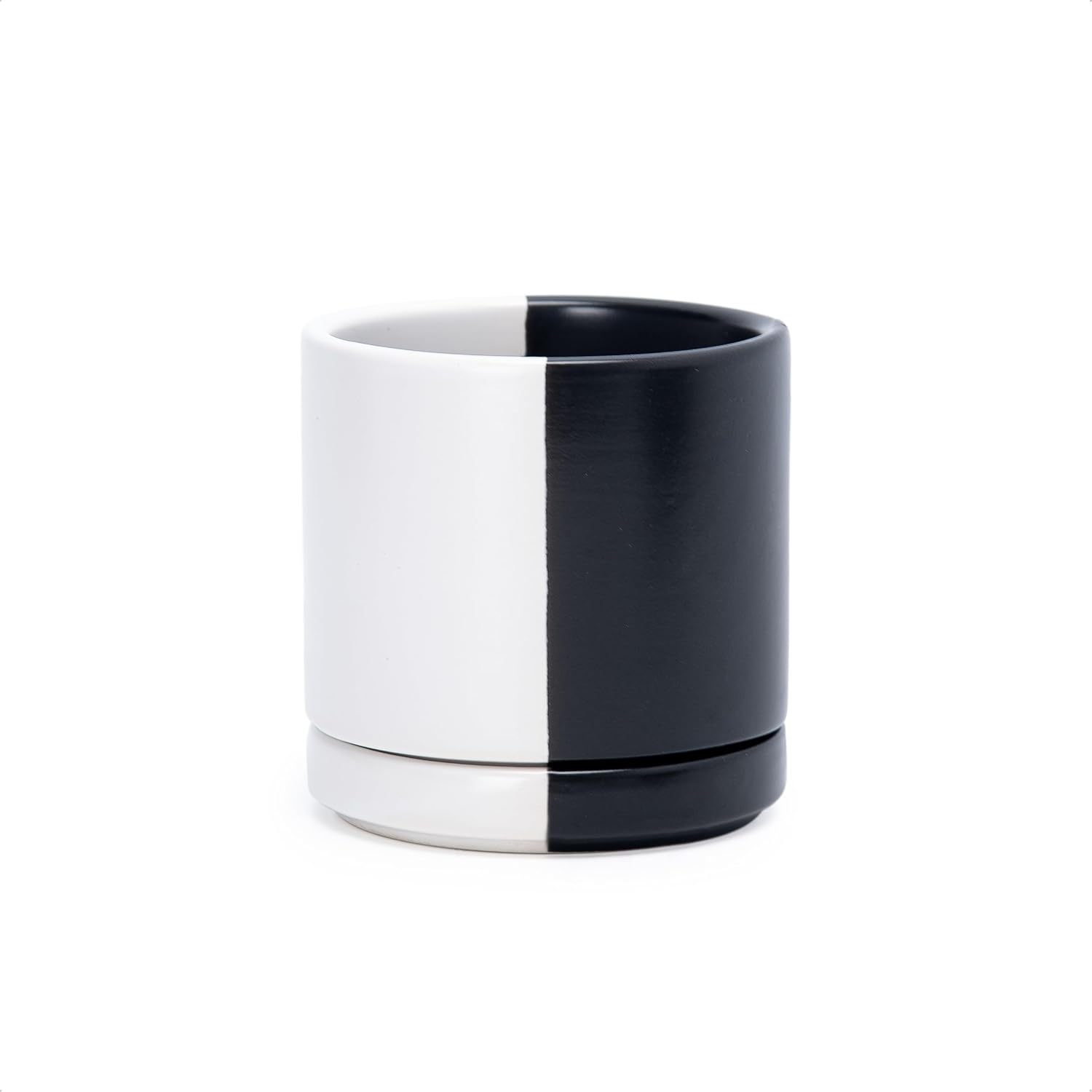 Modern Cylinder Ceramic Planter, 6.5 inch, Olive