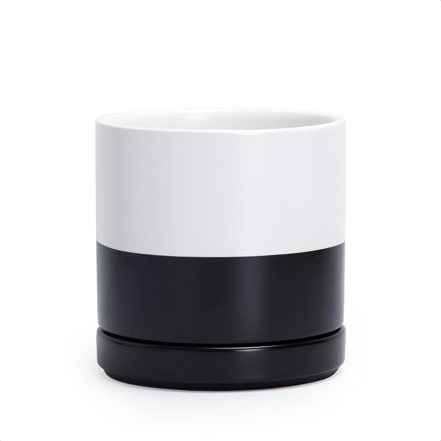 Modern Cylinder Ceramic Planter, 6.5 inch, Olive