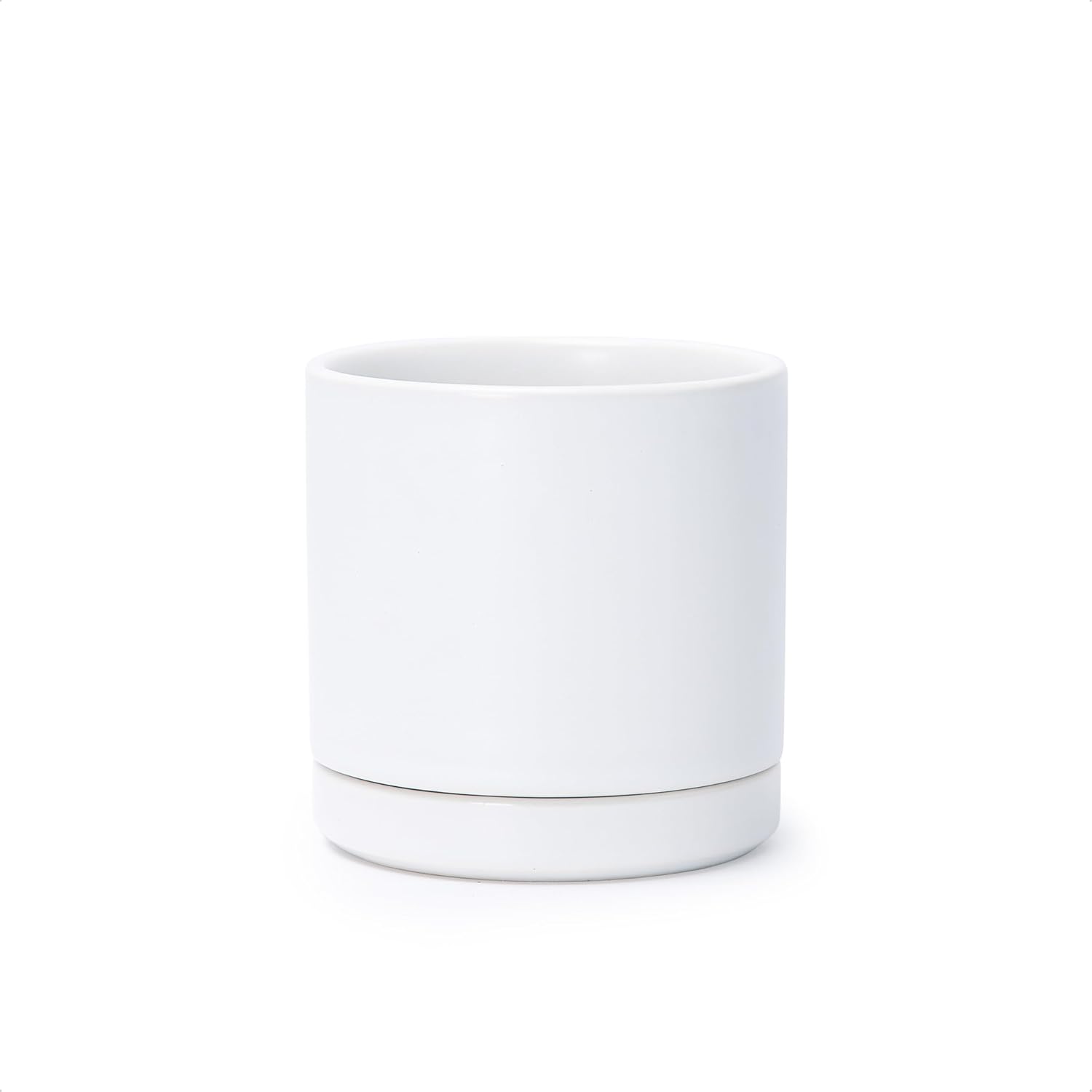Modern Cylinder Ceramic Planter, 6.5 inch, Olive