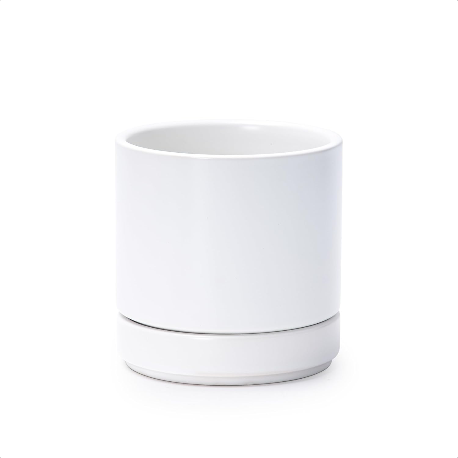 Modern Cylinder Ceramic Planter, 6.5 inch, Olive