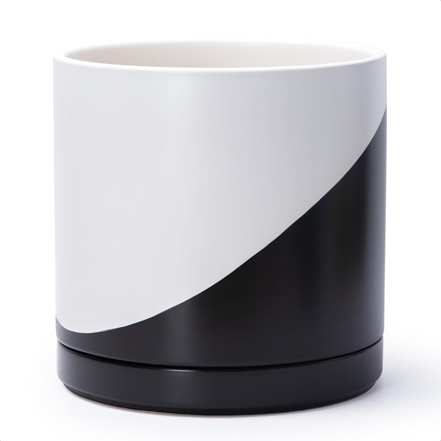 Modern Cylinder Ceramic Planter, 6.5 inch, Olive