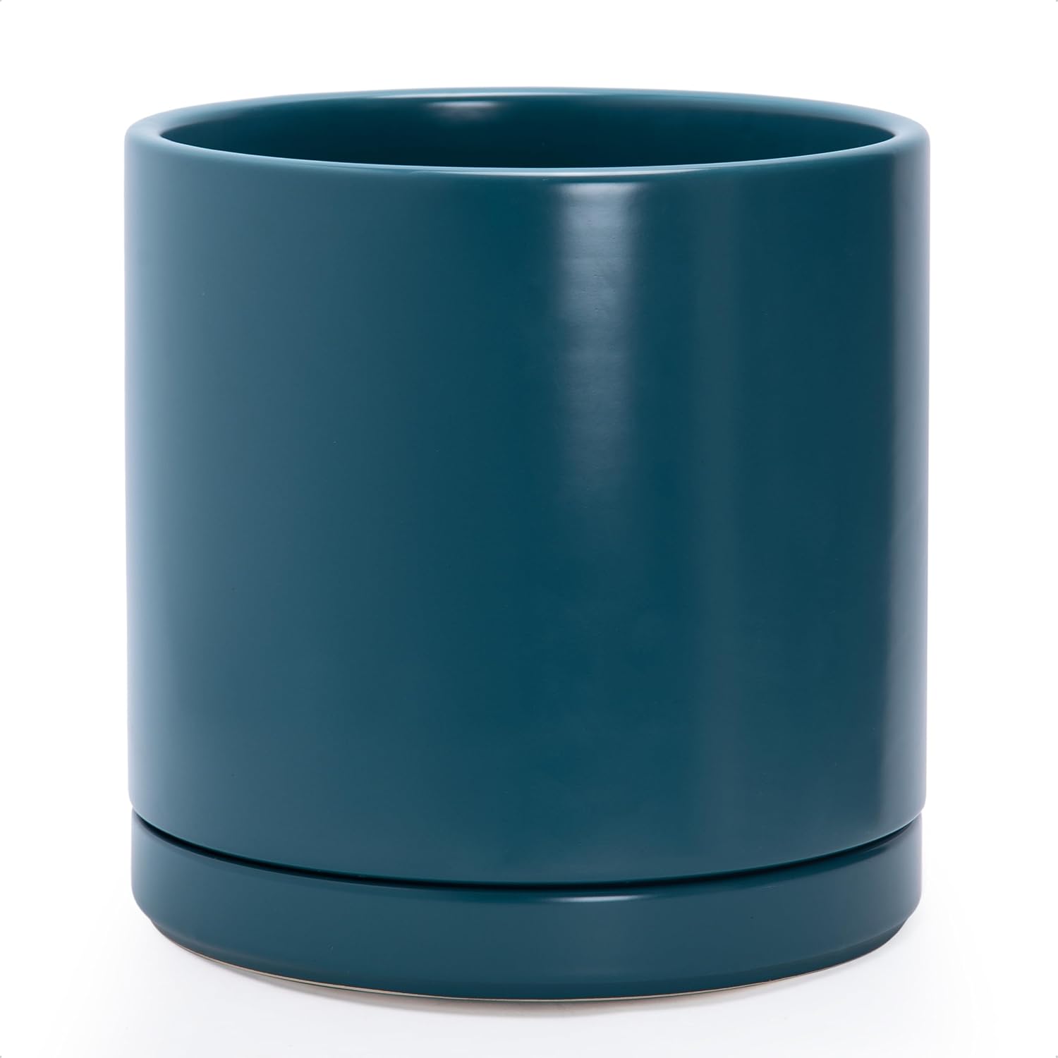 Modern Cylinder Ceramic Planter, 6.5 inch, Olive
