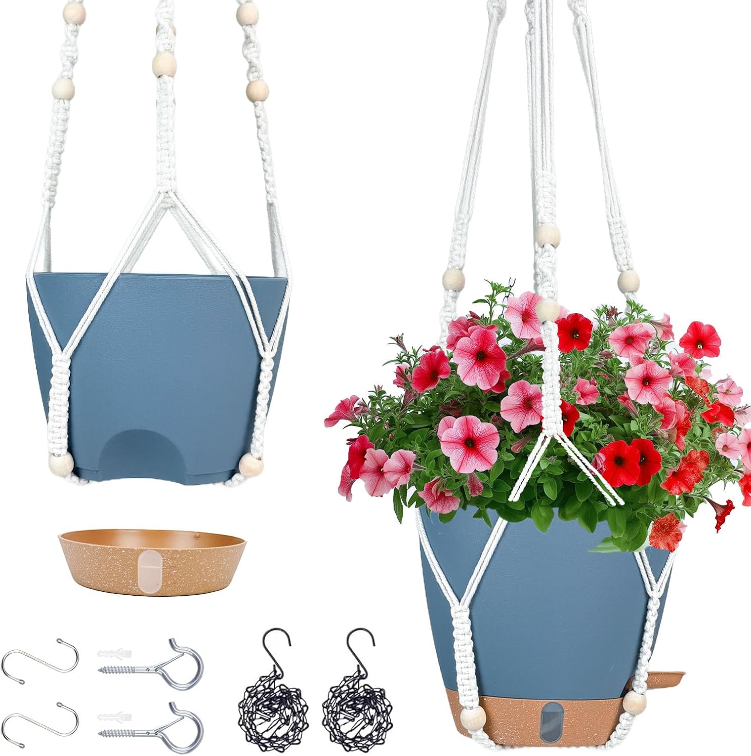 Self-Watering Hanging Planters, 2 Pack, 10 inch, Black