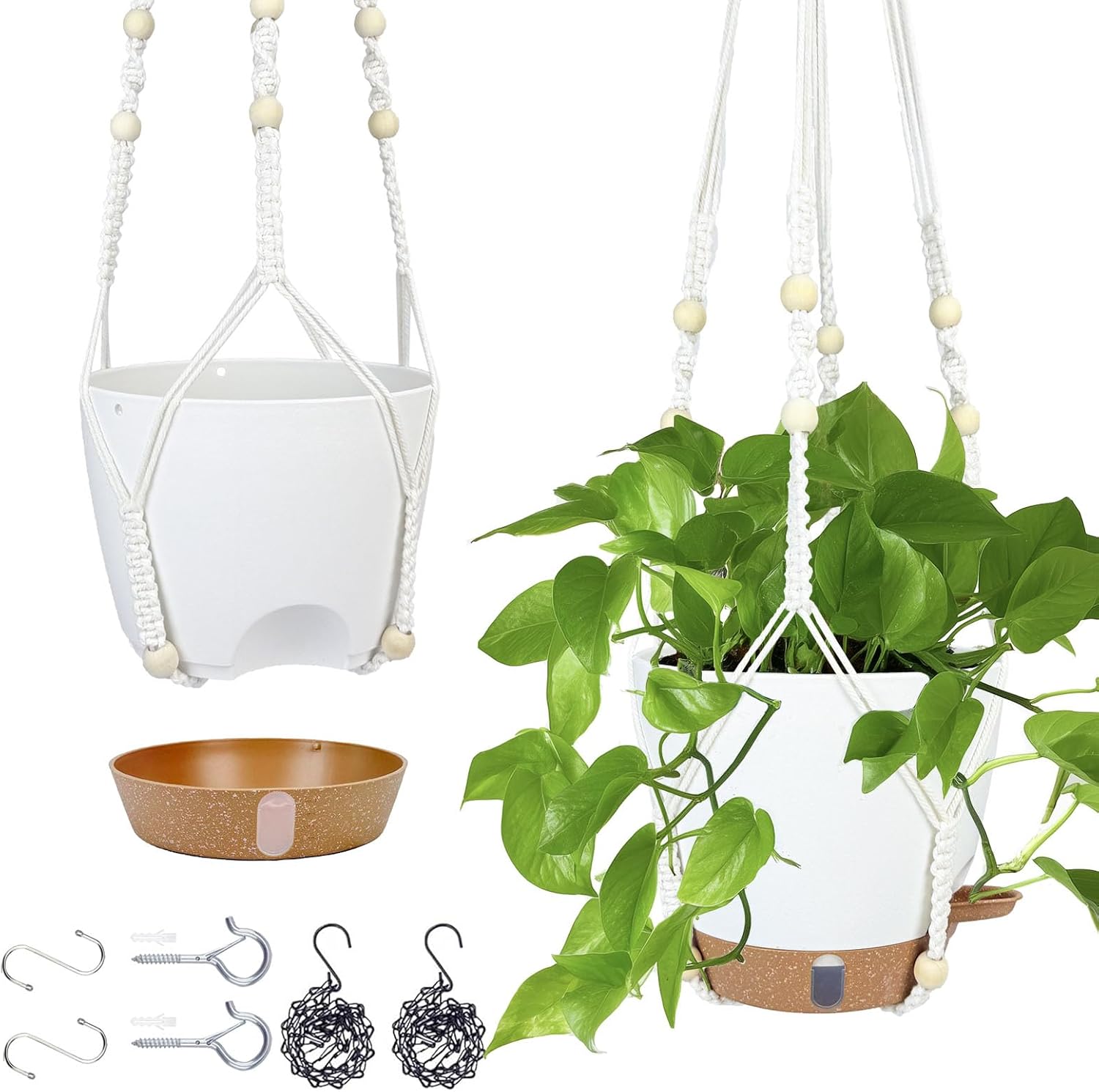 Self-Watering Hanging Planters, 2 Pack, 10 inch, Black