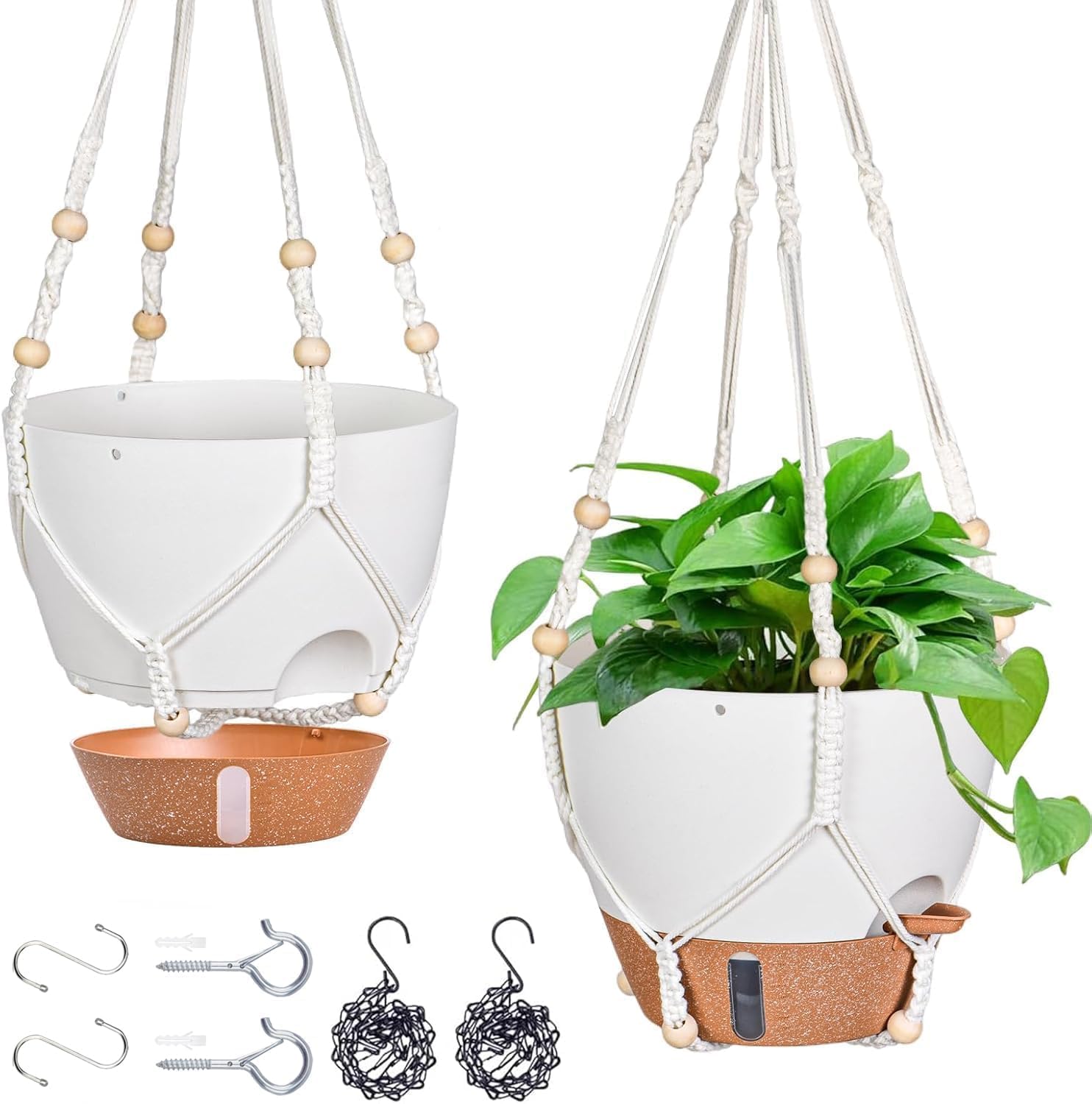 Self-Watering Hanging Planters, 2 Pack, 10 inch, Black