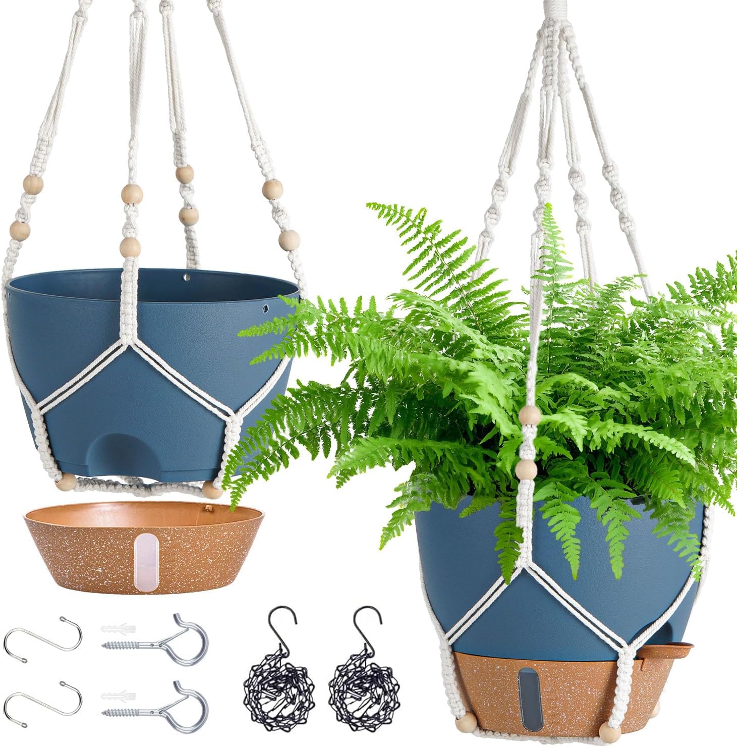 Self-Watering Hanging Planters, 2 Pack, 10 inch, Black