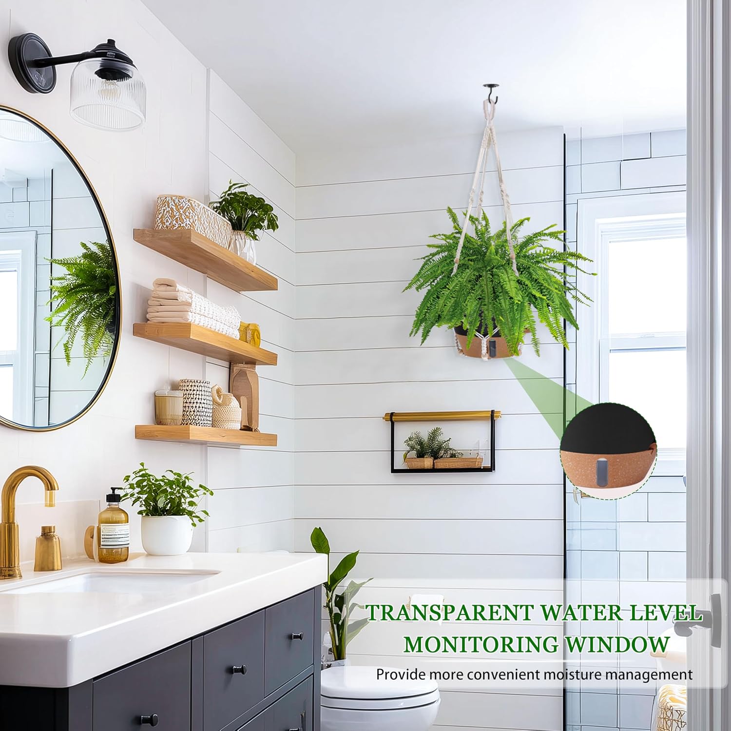 Self-Watering Hanging Planters, 2 Pack, 10 inch, Black