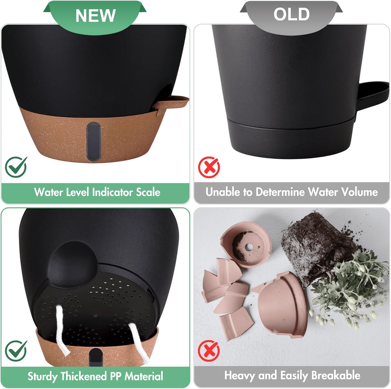 Self-Watering Pots, 3 Sizes, 8 to 12 inch
