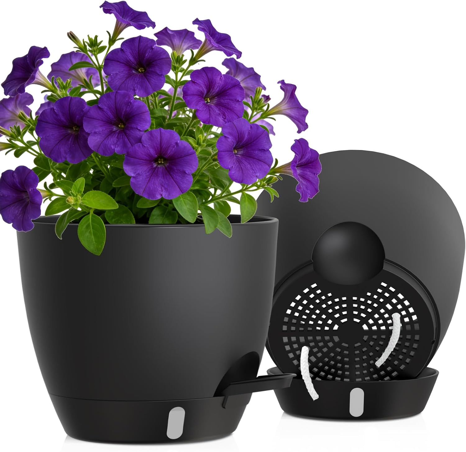 Self-Watering Pots with Drainage Holes, 3 Pack, 8 to 12 inch