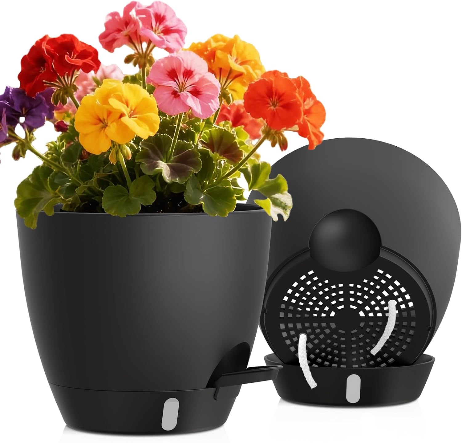 Self-Watering Pots with Drainage Holes, 3 Pack, 8 to 12 inch