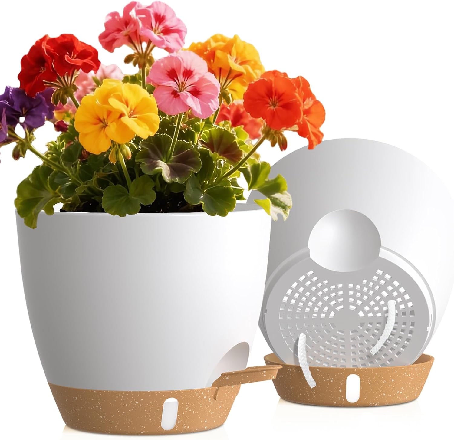 Self-Watering Pots with Drainage Holes, 3 Pack, 8 to 12 inch
