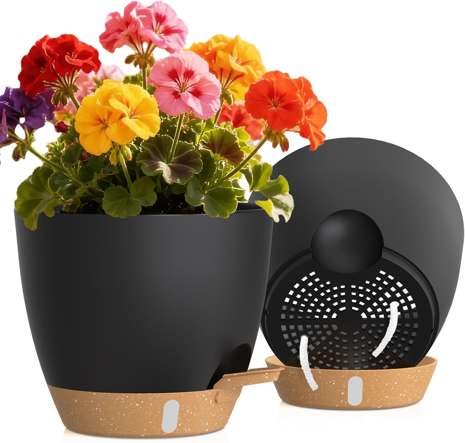 Self-Watering Pots with Drainage Holes, 3 Pack, 8 to 12 inch