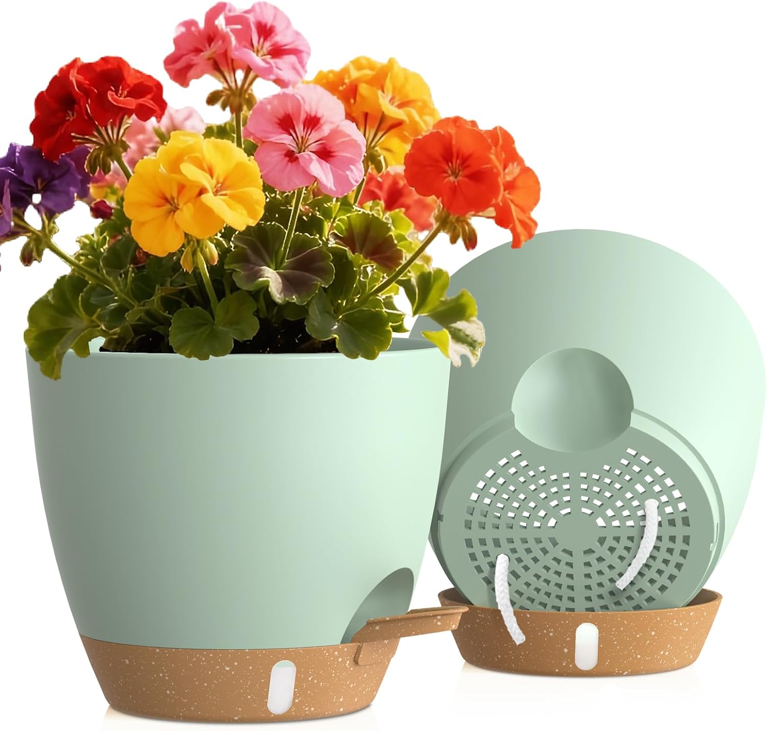 Self-Watering Pots with Drainage Holes, 3 Pack, 8 to 12 inch