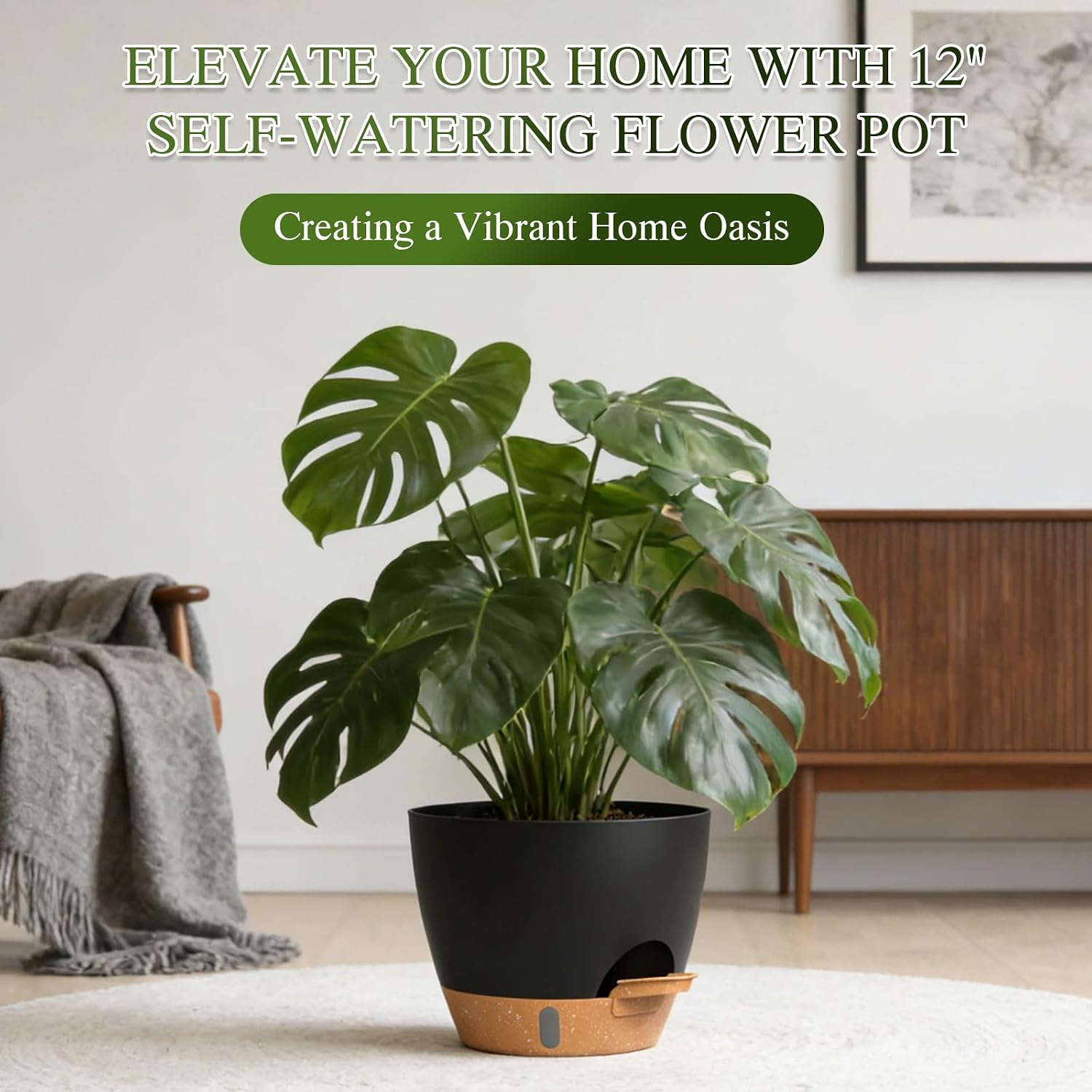 Self-Watering Pots with Drainage Holes, 3 Pack, 8 to 12 inch