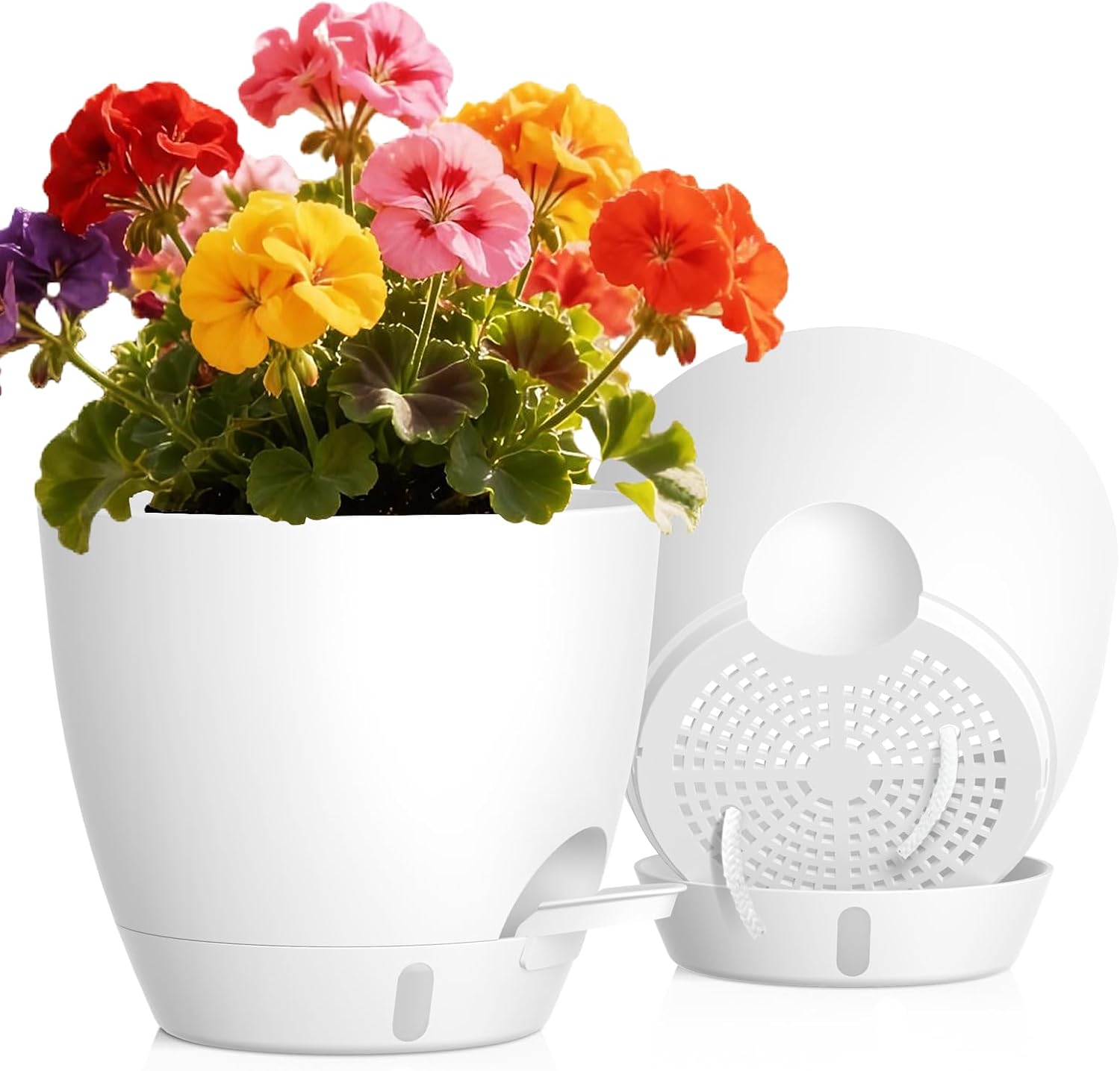 Self-Watering Pots with Drainage Holes, 3 Pack, 8 to 12 inch