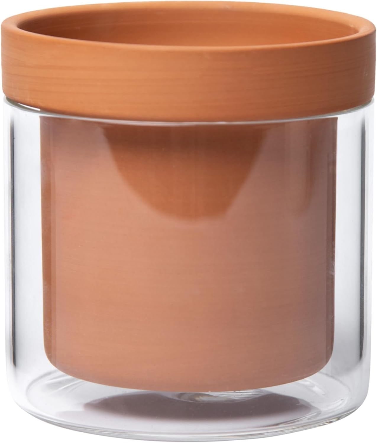 Self-Watering Terracotta Pot with Glass Reservoir, 4 inch