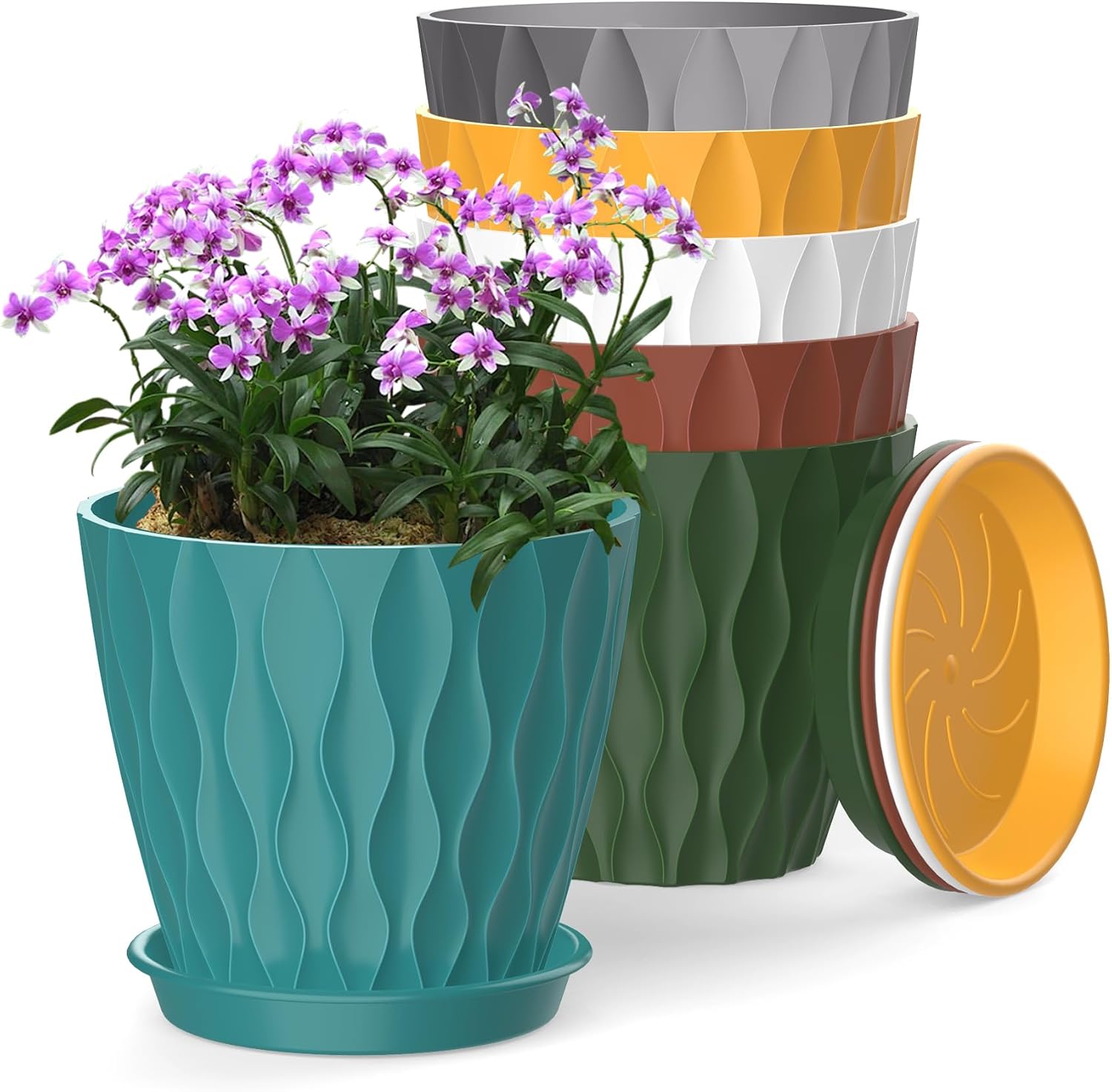 Small Indoor Flower Pots, 6 Pack, 4 inch