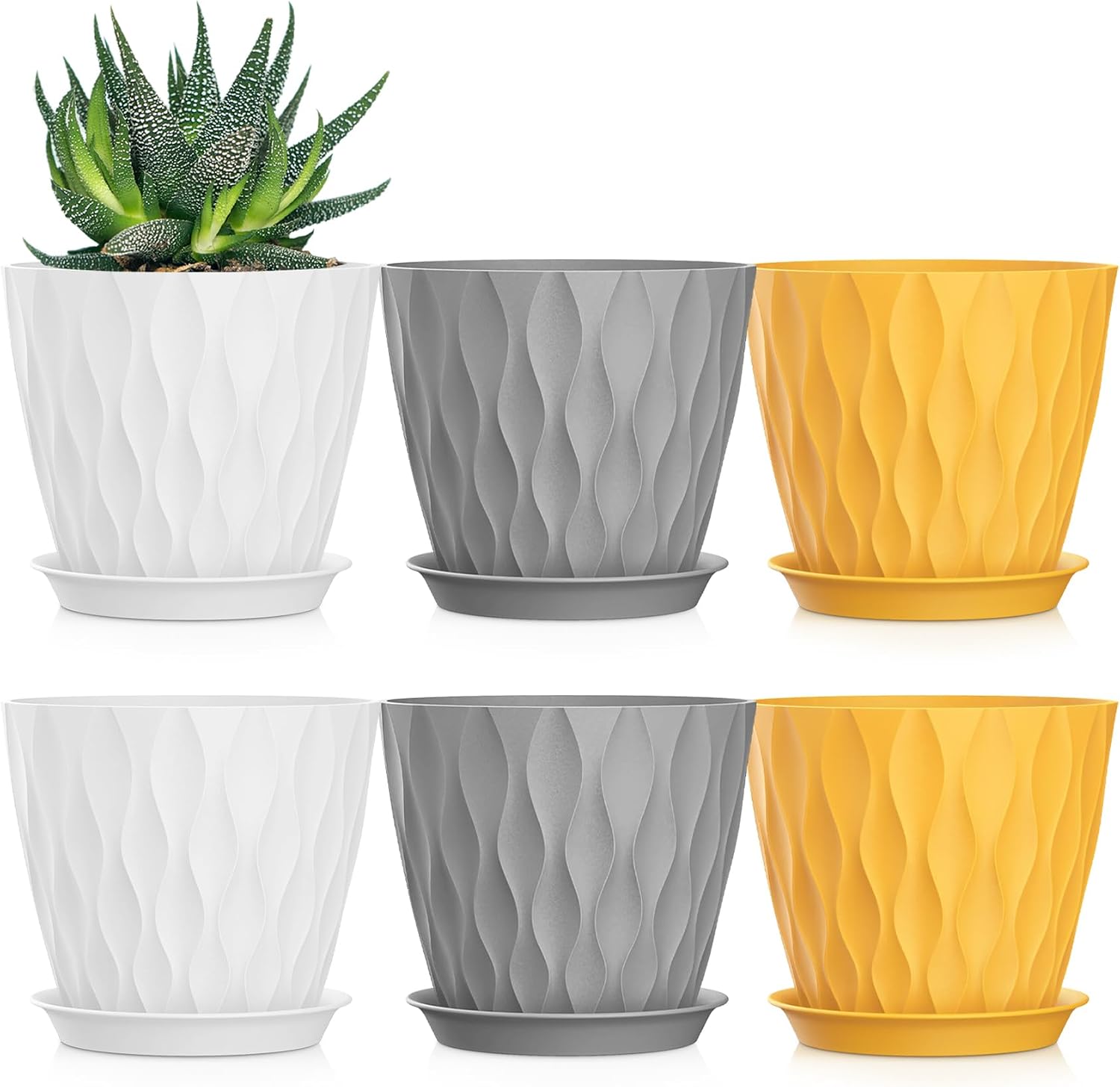 Small Indoor Flower Pots, 6 Pack, 4 inch