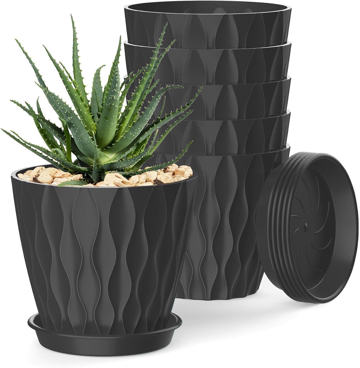 Small Indoor Flower Pots, 6 Pack, 4 inch