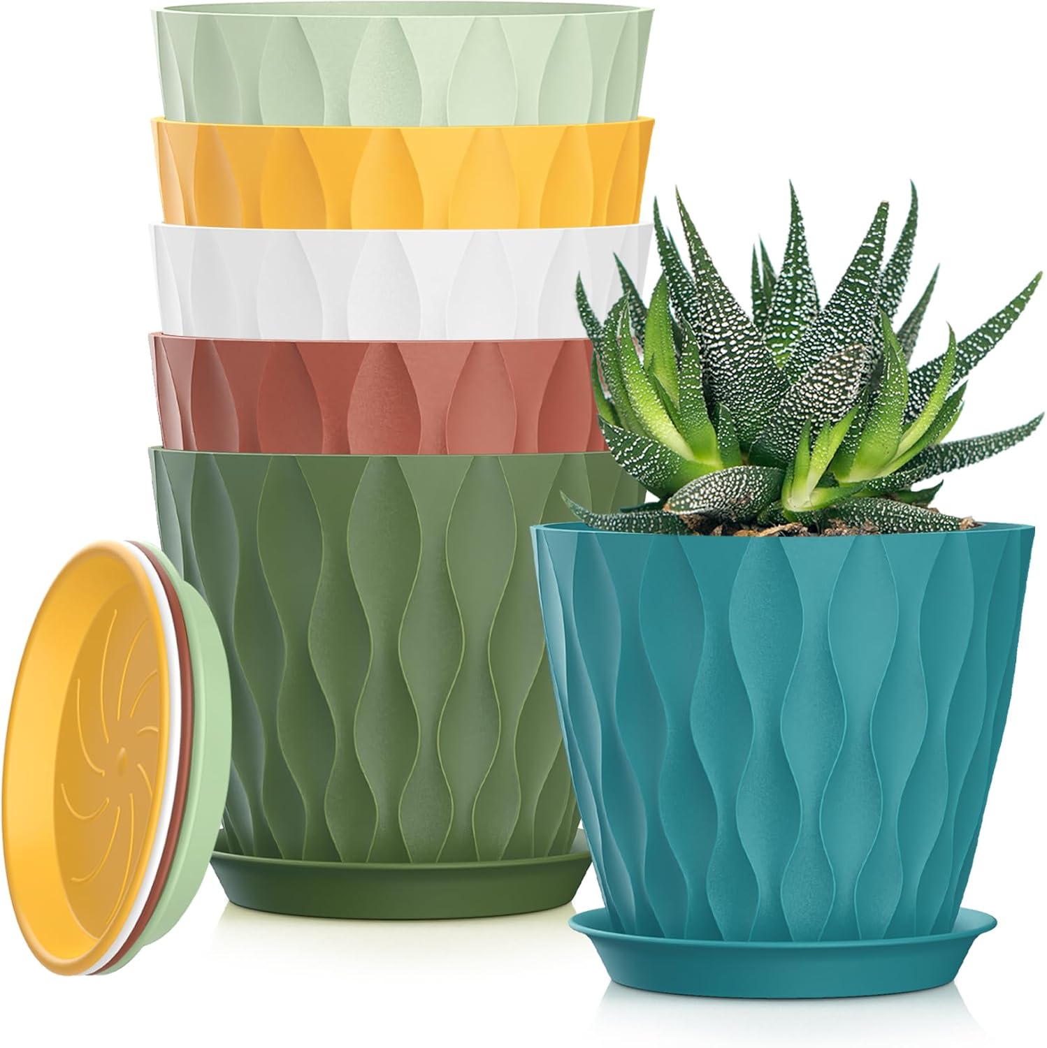 Small Indoor Flower Pots, 6 Pack, 4 inch