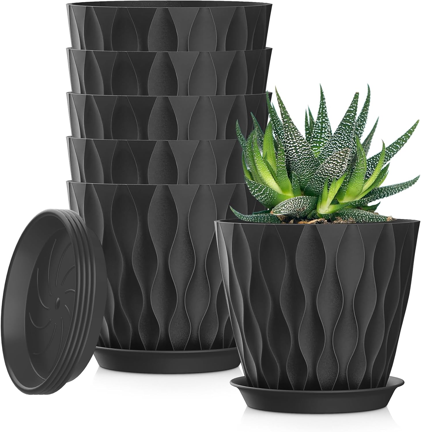 Small Indoor Flower Pots, 6 Pack, 4 inch
