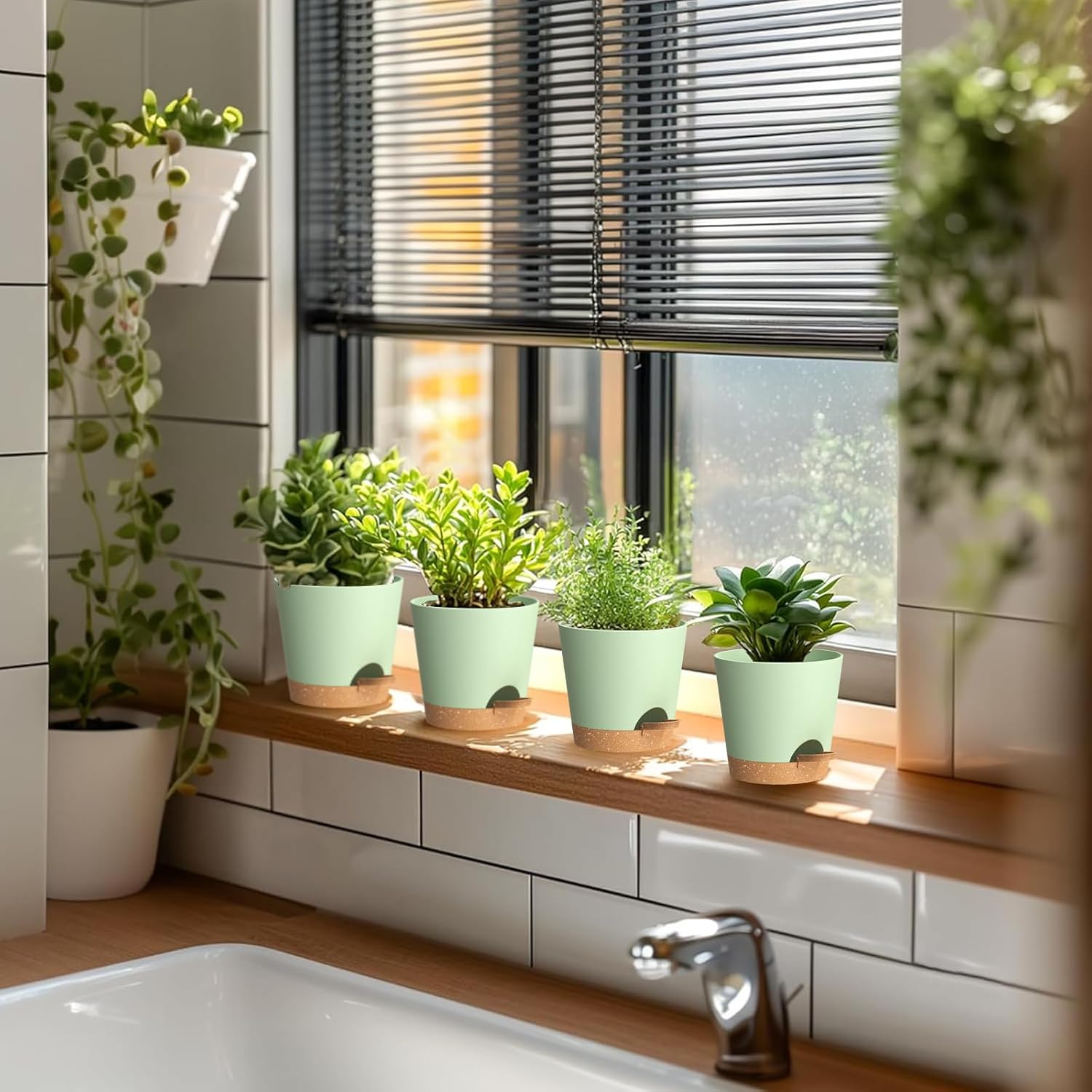 Small Self-Watering Pots, 6 Pack, 4 inch