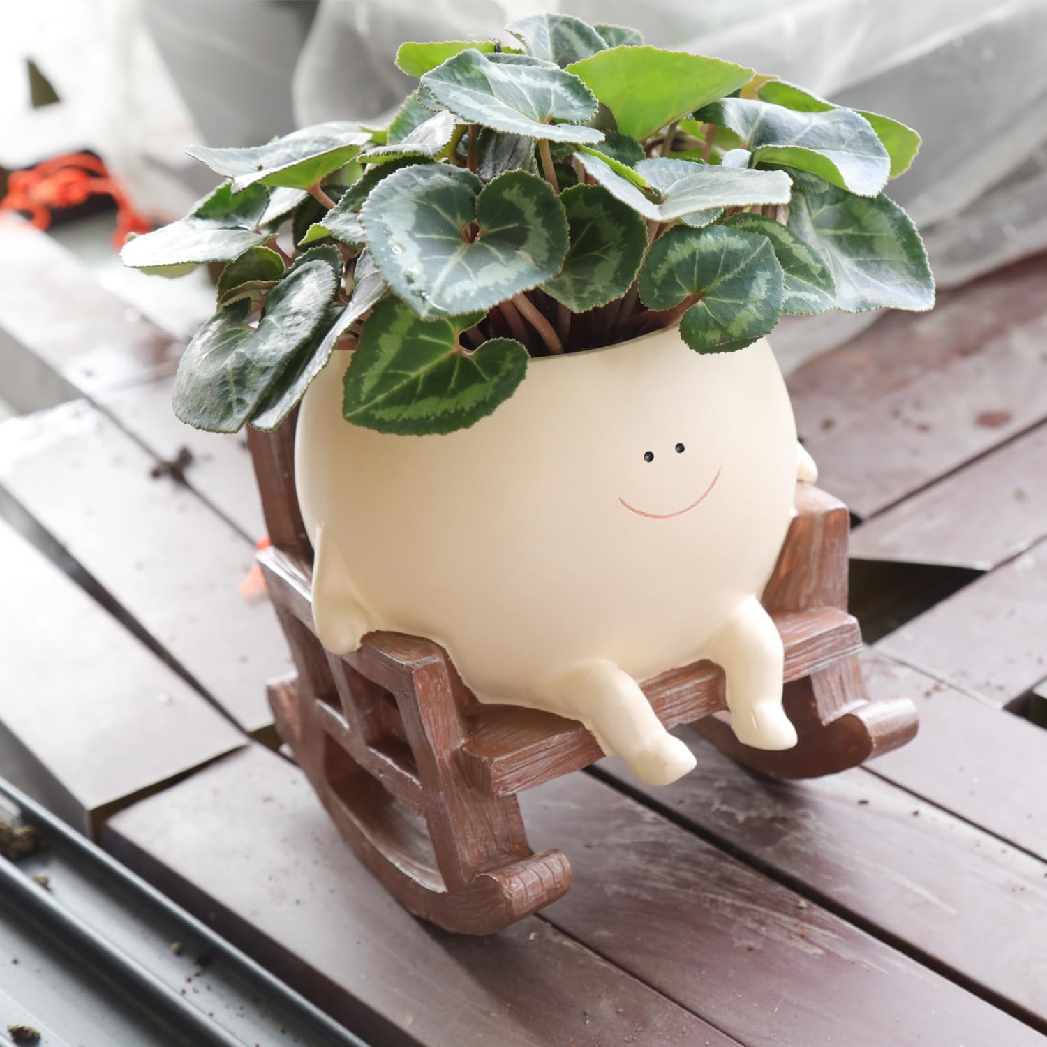 Smiling Face Resin Planter for Indoor and Outdoor Plants