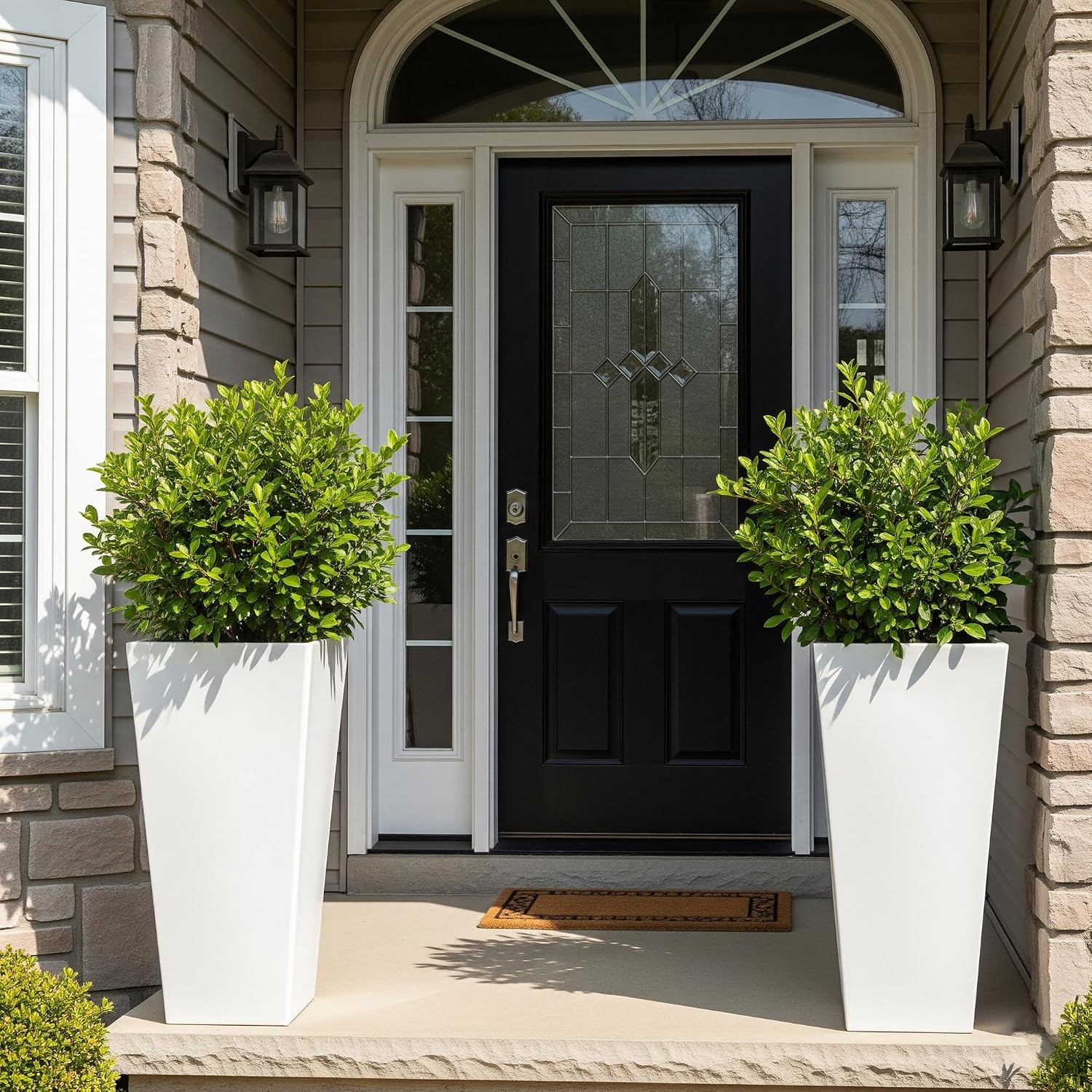 Tall Outdoor Planters, Set of 2, 28 inch