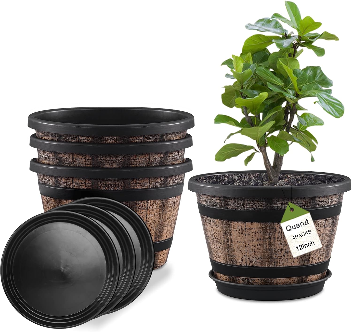 Whiskey-Barrel Style Planters, 3 Pack, 10 inch