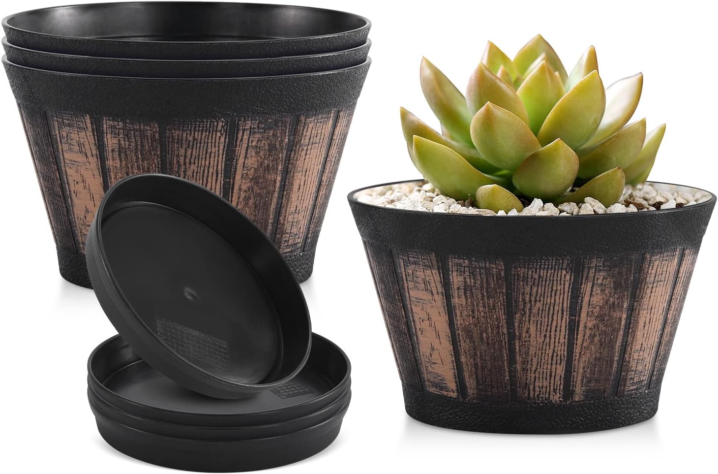 Whiskey-Barrel Style Planters, 3 Pack, 16 inch