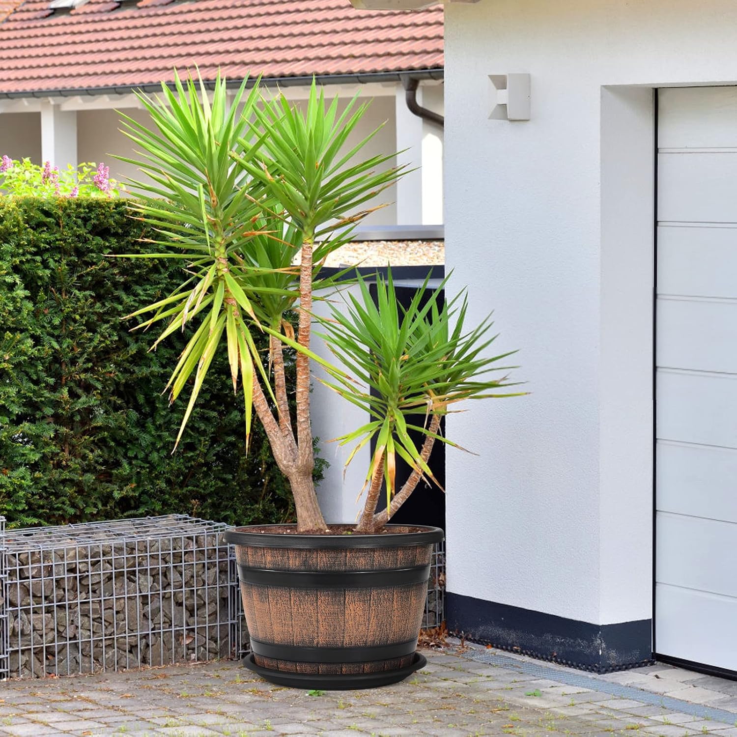 Whiskey-Barrel Style Planters, 3 Pack, 16 inch